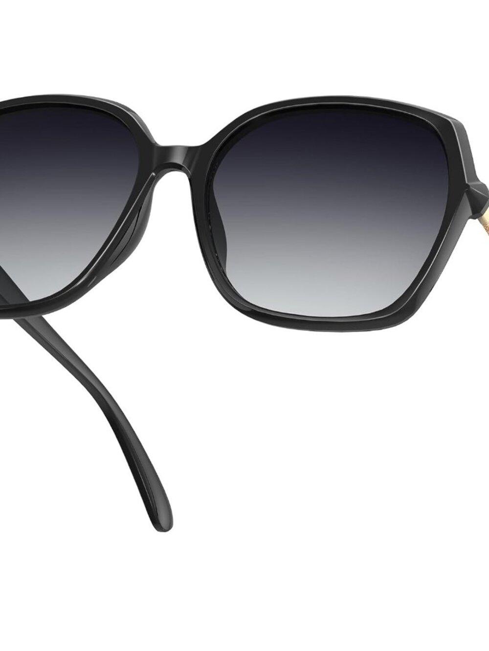 Women’s Fashionable Polarized Sunglasses - Glossy Black Frame with UV Protection